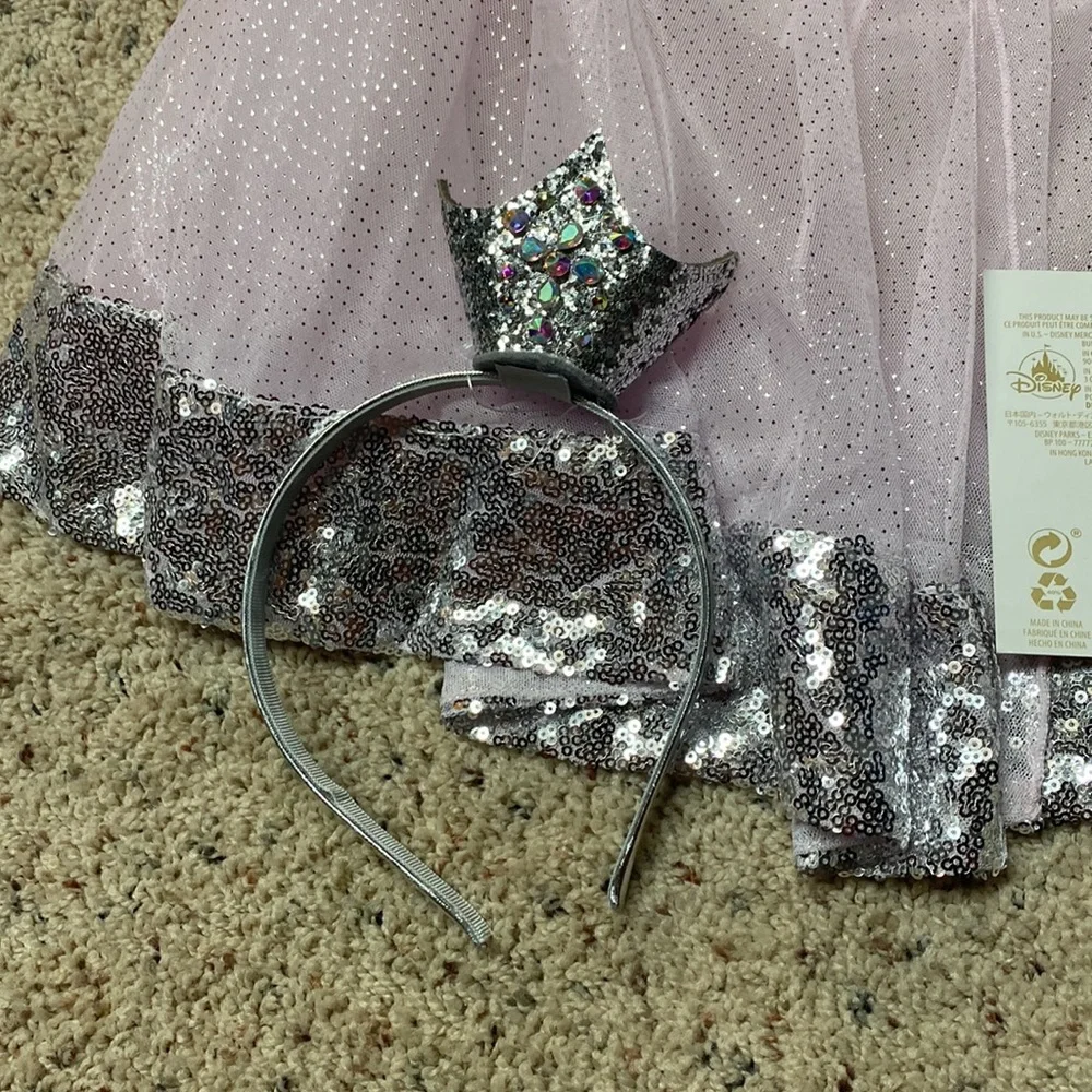 Disney Princess pink dress up cape with sequins with crown headband, new w/tag!